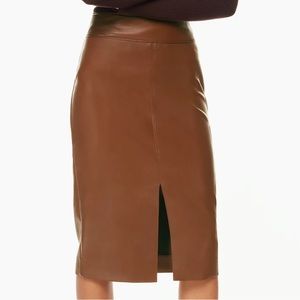 Aritzia Babaton Pegu Camel Vegan Leather Skirt